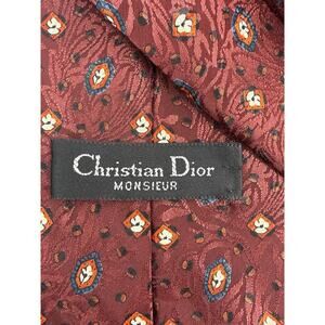 Christian Dior Monsieur Silk Tie Burgundy Paisley Medallion Pattern